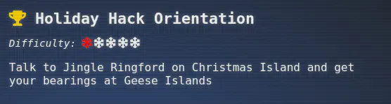 Holiday Hack Orientation Completed Objective