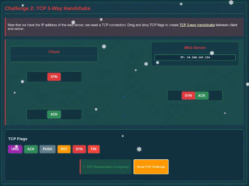 TCP 3-Way Handshake Challenge Complete